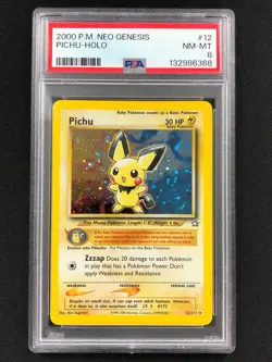 Pokemon 2000 Pichu Holo 12/111 Neo PSA 8 - Image 1