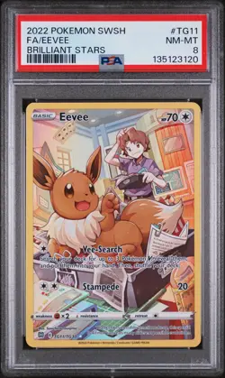 2022 POKEMON SWORD & SHIELD BRILLIANT STARS #TG11 FULL ART/EEVEE PSA 8 - Image 1