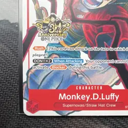 One Piece TCG Monkey.D.Luffy ST01-012 3rd Anniversary Promo Alt Art English - Image 5
