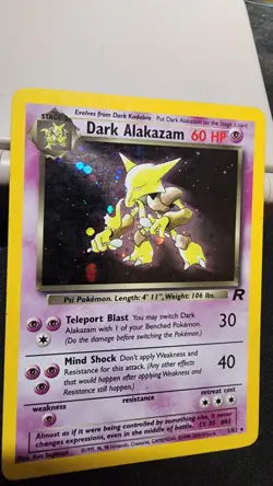 Pokemon TCG Dark Alakazam Holo Rare Card 1/82 Vintage WOTC - Image 2