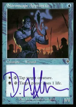MTG Stormscape Apprentice SIGNED D alexander gregory Magic Invasion Blue Common - Image 1