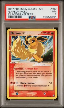 2007 POKEMON EX POWER KEEPERS GOLD STAR #100 FLAREON-HOLO PSA 7 - Image 1