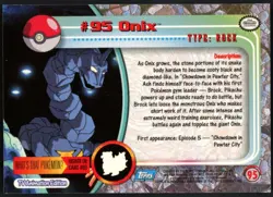 2000 Pokemon TV Animation Series 2 #95 Onix Blue Logo - Image 2