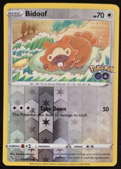 Bidoof (Peelable Ditto) 59/078 Pokemon GO Reverse Holo NM - Image 1