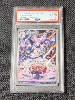 2025 POKEMON WHT EN-WHITE FLARE ILLUSTRATION RARE #103 CHANDELURE PSA 10 - Image 1