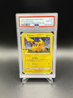 PSA 10 Pokemon Pikachu 2020 General Mills 25th Anniversary Holo Promo SWSH039 - Image 1