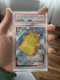 Pokemon Surfing Pikachu Vmax Celebrations Full Art 009/025 Psa 10 - Image 1