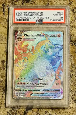 Charizard VMax 074/073 Pokemon PSA 10 GEM MT Champion's Path Rainbow Secret Rare - Image 1