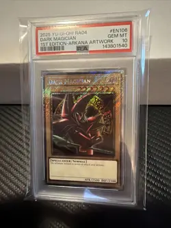 Dark Magician *PSA Gem M 10 RA04-EN106 * Platinum Secret Rare* Arkana Art - Image 1