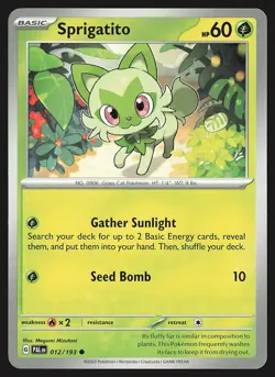 SV02: Paldea Evolved Sprigatito #012/193 Common Pokemon Card - Image 1
