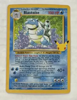 Pokemon Blastoise Holo Rare Base Set 100HP 2/102 25th anniversary Card - Image 1