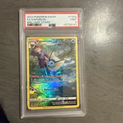 2022 POKEMON SWORD & SHIELD BRILLIANT STARS #TG02 FULL ART/VAPOREON PSA 9 - Image 1