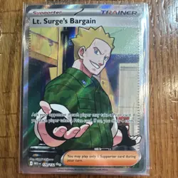Pokemon Lt. Surge's Bargain Trainer Full Art Holo 170/132 Me01 Ultra Rare Card - Image 1