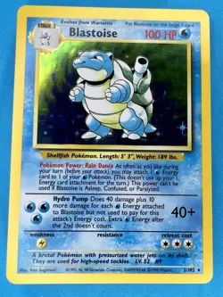 Pokemon TCG Blastoise Base Set 2/102 Holo Unlimited Holo Rare - Image 1