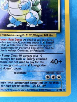 Pokemon TCG Blastoise Base Set 2/102 Holo Unlimited Holo Rare - Image 5