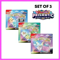 Pokemon TCG Prismatic Evolutions Tech Sticker Collection Set Lot Of 3 *SEALED* - Image 1