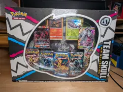 Pokemon TCG Team Skull Pin Collection Box Sealed Evolutions Burning Shadows - Image 1