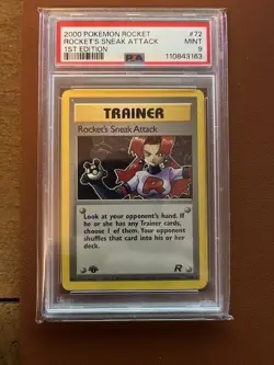 2000 Pokemon TCG Rocket's Sneak attack 72/82 1st Edition Graded PSA 9 - Image 1