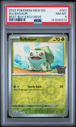 2023 POKEMON MEW EN-151 001 BULBASAUR BEST BUY EXCLUSIVE PSA 8 0314 - Image 1