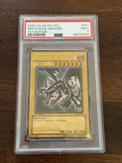 YU-GI-OH! Red-Eyes B. Dragon 2003 SDJ-001 Ultra Rare 1st Edition PSA 9 - Image 1