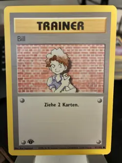 POKEMON Card GERMAN BASE SET 1st Edition TRAINER "BILL" #91/102 Common NM! - Image 1