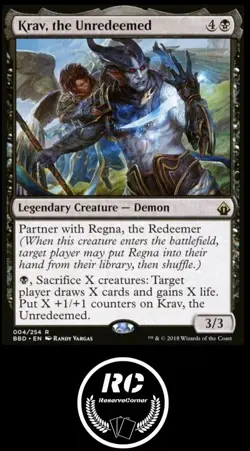 Krav, The Unredeemed MTG NM BBD Rare Demon Tracked Shipping - Image 1