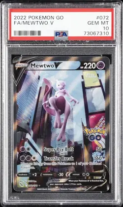 2022 POKEMON GO #072 FULL ART/MEWTWO V PSA 10 - Image 1