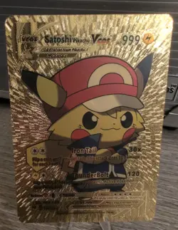 Pikachu Cosplay Ash Satoshi Gold Foil Pokemon Card Doujin 2023 READ! PICS! Anime - Image 1