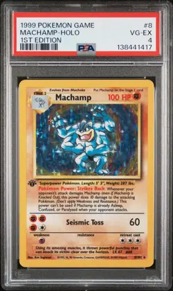 Machamp: 1999 Pokemon Base Set 1st Edition Holographic #8 - PSA 4 - Image 2