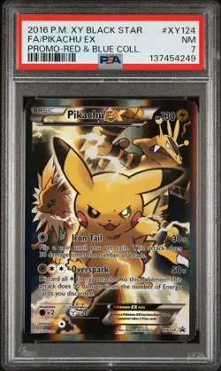 2016 POKEMON XY BLACK STAR PROMO RED & BLUE COLL FULL ART/PIKACHU EX PSA 7 - Image 1