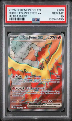 2025 Pokemon Dri EN-Destined Rivals Rocket's Moltres EX Ultra Rare PSA 10 - Image 1