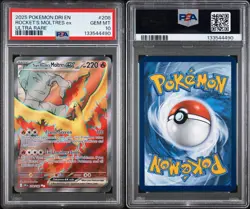 2025 Pokemon Dri EN-Destined Rivals Rocket's Moltres EX Ultra Rare PSA 10 - Image 3