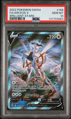 2022 POKEMON SWORD & SHIELD BRILLIANT STARS #166 FULL ART/ARCEUS V PSA 10 - Image 1