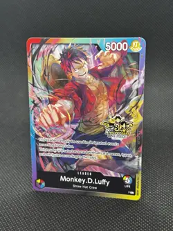 Monkey.D.Luffy 3rd Anniversary Tournament Stamp Rainbow Leader Promo Card NM - Image 2