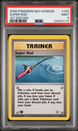 2000 POKEMON NEO GENESIS 1ST ED #103 SUPER ROD PSA 9 - Image 1