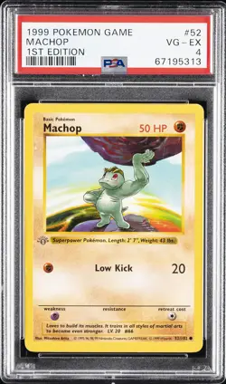 1999 POKEMON BASE SET 1ST EDITION #52 MACHOP PSA 4 - Image 1