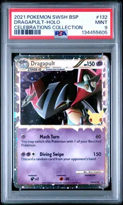 2021 POKEMON SWSH BLACK STAR PROMO CELEBRATIONS COLL #132 DRAGAPULT-HOLO PSA 9 - Image 1
