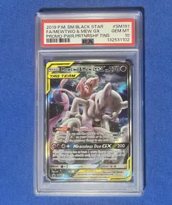 2019 POKEMON SM BLACK STAR PROMO #SM191 FULL ART/MEWTWO & MEW GX PSA 10 - Image 1