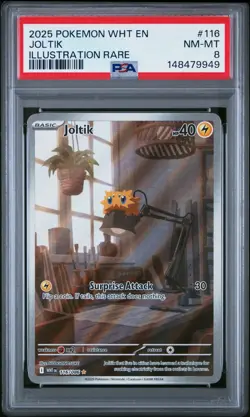 2025 POKEMON WHT EN-WHITE FLARE ILLUSTRATION RARE #116 JOLTIK PSA 8 - Image 1