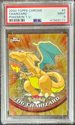 2000 Topps Chrome Pokemon TV Animation Series 1 #6 Charizard PSA 9 Mint - Image 1