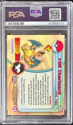 2000 Topps Chrome Pokemon TV Animation Series 1 #6 Charizard PSA 9 Mint - Image 2