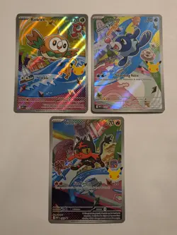 Pokemon TCG First Partner Illustration Collection Popplio 45 Litten 44 Rowlet 43 - Image 1