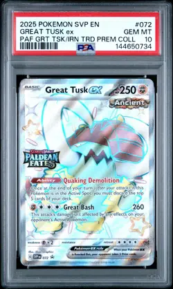 2025 POKEMON SVP EN-SV BLACK STAR PROMO #072 GREAT TUSK EX PSA 10 - Image 1