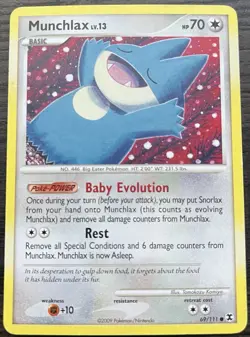 Munchlax 69/111 Pokemon TCG Platinum Rising Rivals Common Moderate Play MP - Image 1