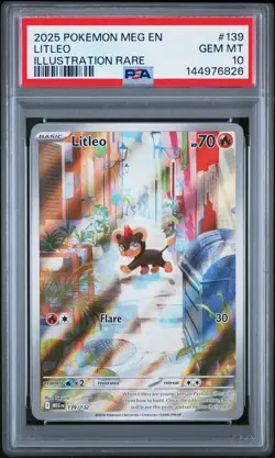 2025 POKEMON MEG EN-MEGA EVOLUTION ILLUSTRATION RARE #139 LITLEO PSA 10 - Image 1