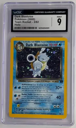 Dark Blastoise 2000 Team Rocket 3/82 Holo Pokemon Card CGC 9 MINT English - Image 1