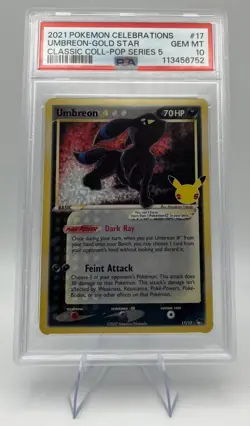 2021 Pokemon Umbreon Gold Star Celebrations Classic Coll POP Series 5 #17 PSA 10 - Image 1