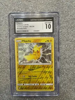 Cgc 10 Graded Pikachu 66/236 Reverse Holo - Cosmic Eclipse - Graded Pokemon Card - Image 1
