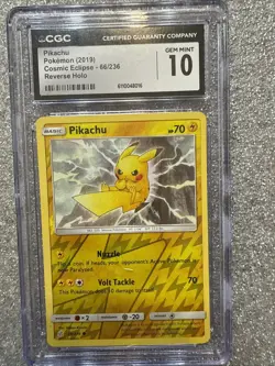 Cgc 10 Graded Pikachu 66/236 Reverse Holo - Cosmic Eclipse - Graded Pokemon Card - Image 2