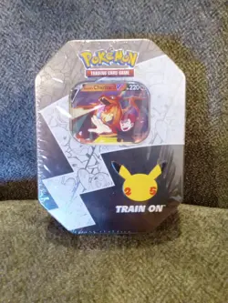 Pokemon TCG Lance’s Charizard V Celebration Tin. 25th Anniversary Factory Sealed - Image 1